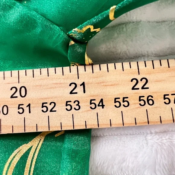 #A117 Nancy Sheer Luxe Green & Gold Organza Puff Sleeve Top NWT L - Picture 13 of 14